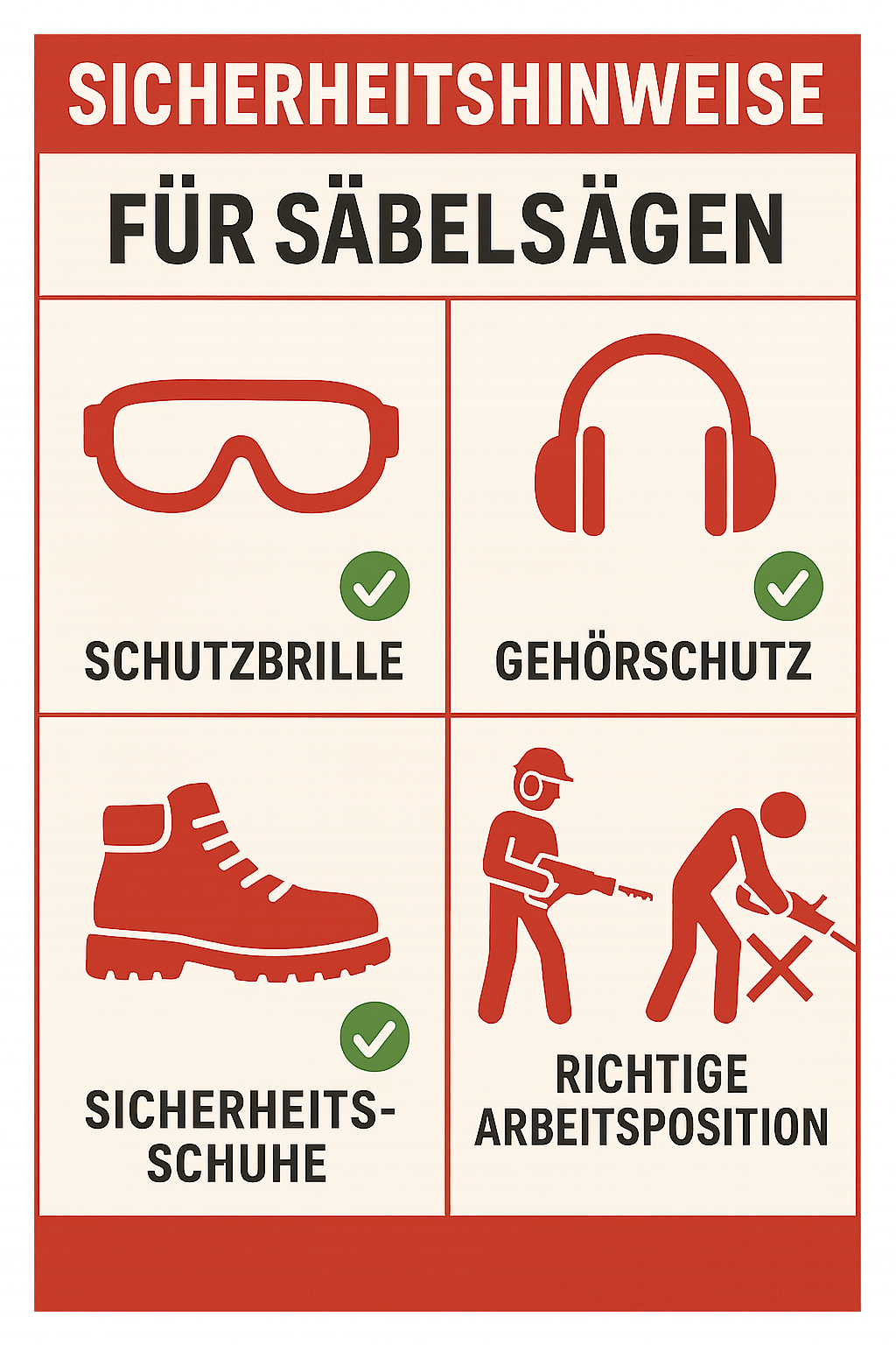 Sicherheitshinweise für Säbelsägen