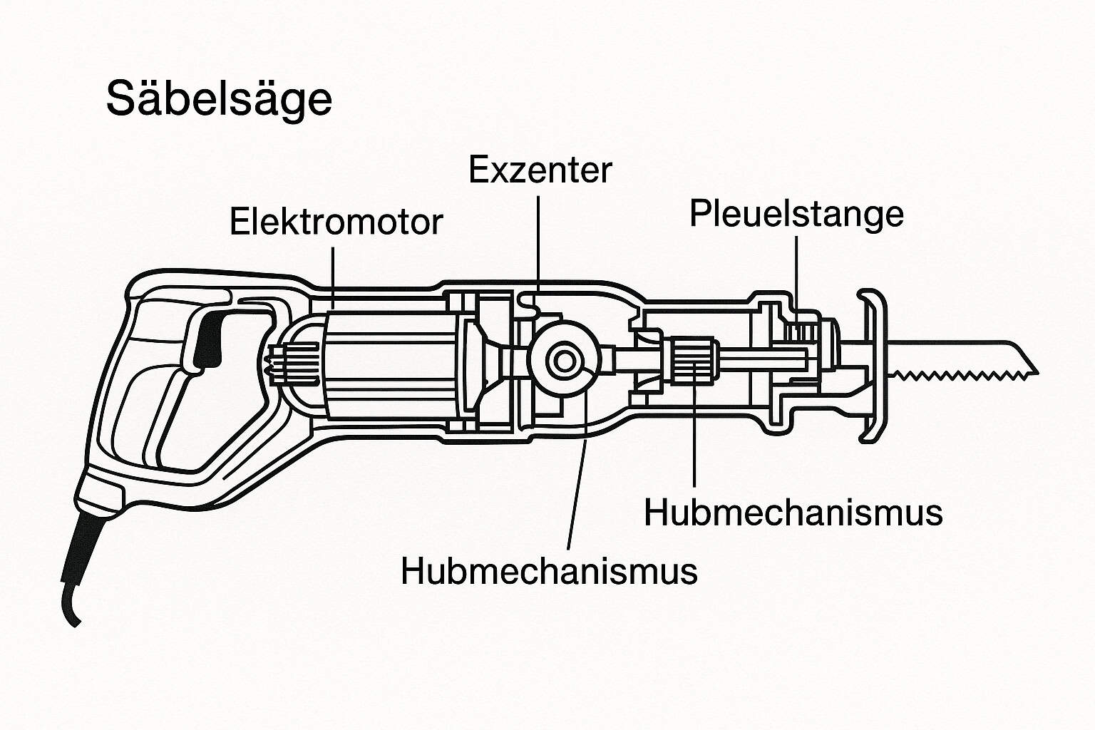 Technische Funktionsweise einer Säbelsäge